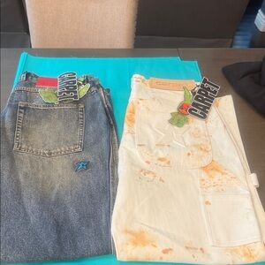 Men’s Relaxed Jeans - Blue and Cream blue size36 cream size 34 new